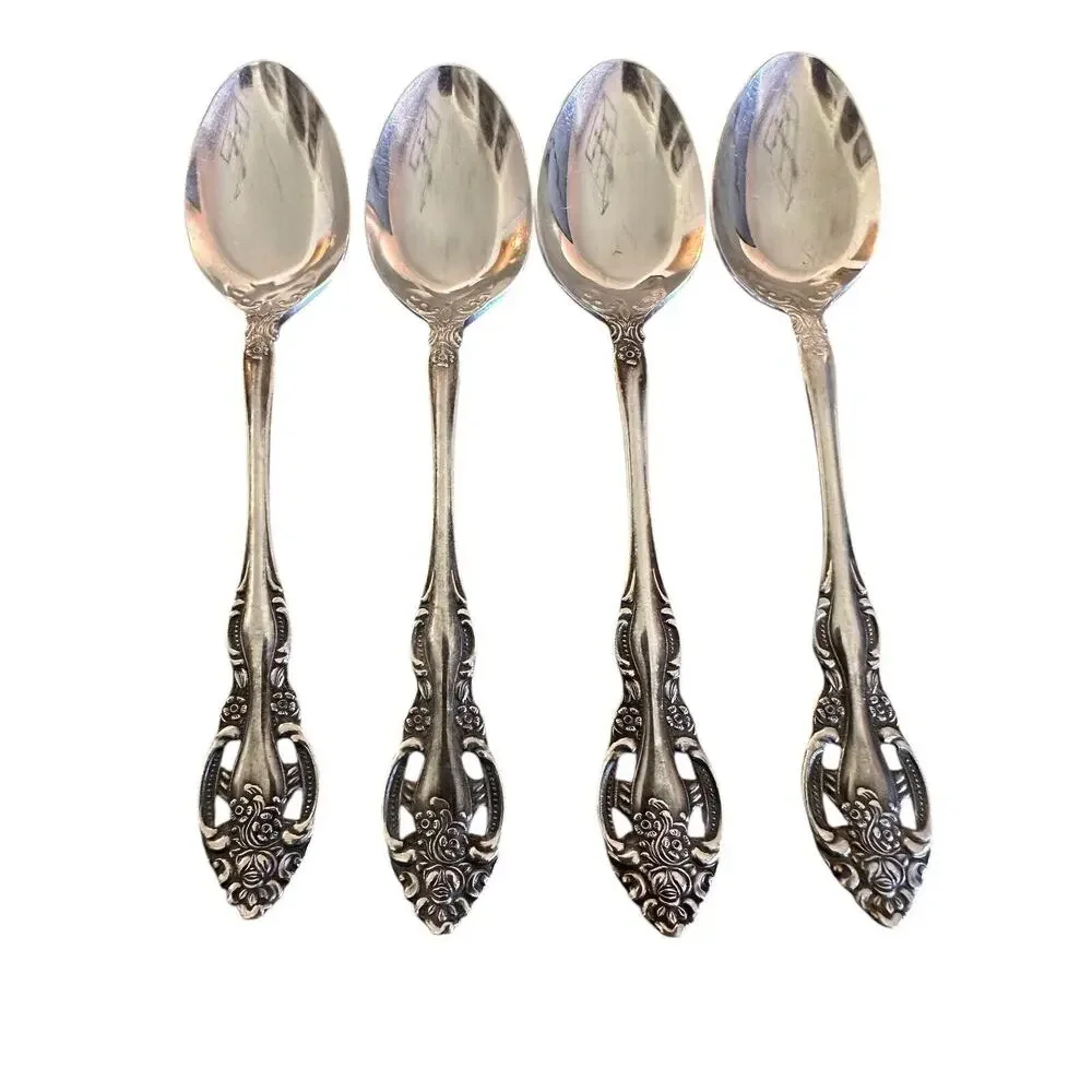 Vintage 4 Towle Stainless TWS211 Pierced Oval Soup Spoon SCC Japan Supreme E